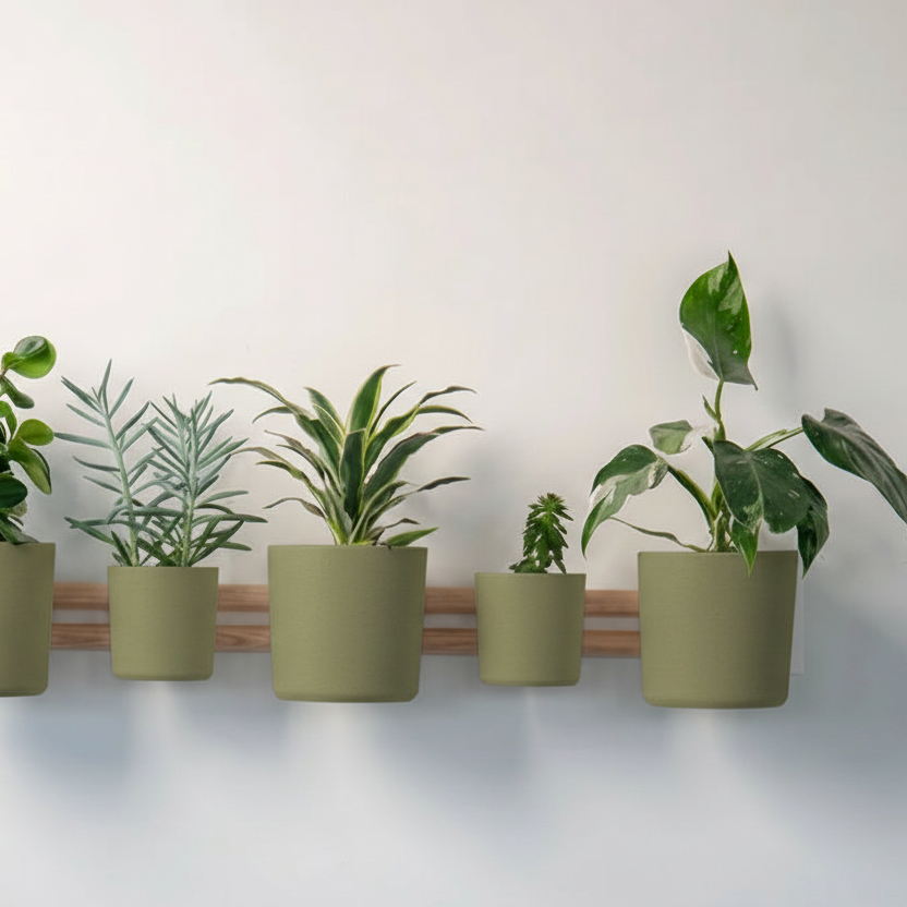 Yatay Duvar Saksı Modülü (2 adet 10 cm ve 3 adet 15 cm saksı içerir.)