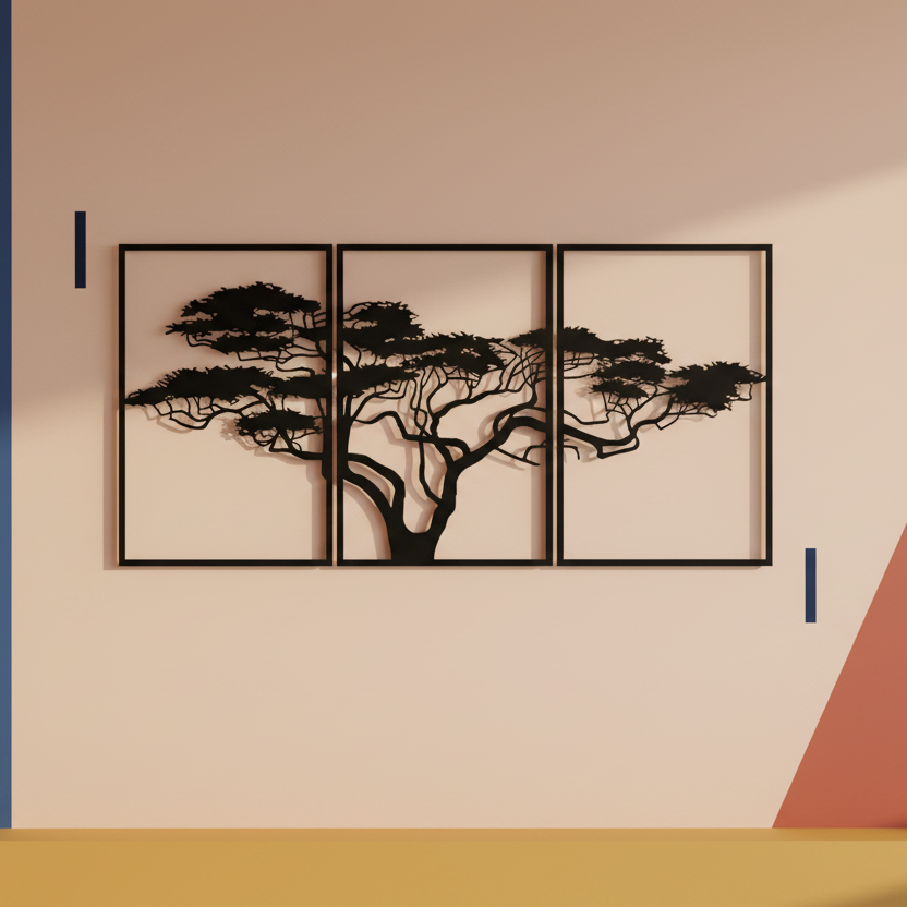Hayat Ağacı – 3 Parçalı Duvar Sanatı