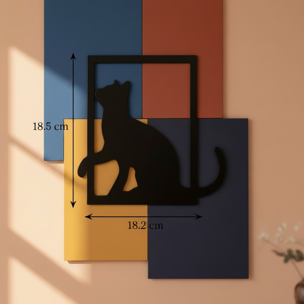 Kelebek Peşinde – 3 Parçalı Kedi Duvar Sanatı